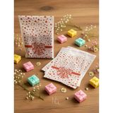 Hg Ambalaj 100 Adet 10X16 cm Bantlı Kurdele Desenli Hediye Paketleme Poşeti, Hediye Poşeti ( 10X13+3 Cm, Küçük Boy) - Mavi - Beyaz