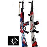 Hg Home&Game Ahşap Cs-Go Ak-47 2'Li Point Disarray Ve Asiimov Skin Kaplamalı Tüfek Oyuncak Set 1 Gamer Hediyelik