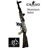 Hg Home&Game Ahşap Cs-Go Ak-47 Wasteland Rebel ( Çöl İsyancısı) Skin Kaplamalı Lastik Atar Oyuncak Gamer Hediye