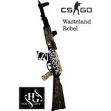 Hg Home&Game Ahşap Cs-Go Ak-47 Wasteland Rebel ( Çöl İsyancısı) Skin Kaplamalı Lastik Atar Oyuncak