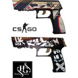 Hg Home&Game Ahşap Cs Go Asiimov Ve Wasteland Rebel Skin Kaplamalı 2Li Lastik Atan Tabanca Set 4 Gamer Hediyelik