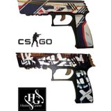Hg Home&Game Ahşap Cs Go Asiimov Ve Wasteland Rebel Skin Kaplamalı 2Li Lastik Atan Tabanca Set 4