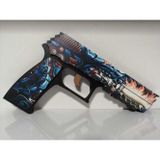 Hg Home&Game Ahşap Cs-Go Cybershark P250 Lastik Atar Oyuncak Tabanca