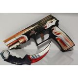 Hg Home&Game Ahşap Cs-Go P250 Retrobision Tabanca | Autotronic Karambitee Oyuncak Set Cs Go Gamer Hediyelik