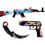 Hg Home&Game Ahşap Cs Go Yeni Set Tüfek Tabanca Bıçak Karambite Oyuncak