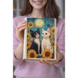 HG Home&Game Kedi Desenli Bez Kitap Kılıfı – Sanatsal Baskılı Kumaş Kitap Kabı, Kitap Koruyucu Kılıf 11