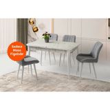 Hg Marmo Ortadan Açılır Büyüyen Yemek Masası Mermer Desenli 60 x 100 cm Sadece Masa Fiyatıdır