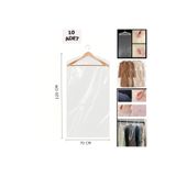 HG Tedarik 10 Adet 70*120 Cm Şeffaf Elbise Poşeti, Askı Delikli Omuz Kesimli Koruyucu Elbise Kıyafet Hurcu