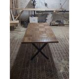Hgalpdesing Ahşap Ceviz Renk Mutfak Yemek Masası x Demir Ayak 140 x 80 cm , Yükseklik 73 cm
