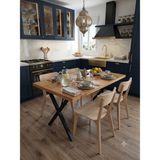Hgalpdesing Ahşap Meşe Renk Mutfak Masası Yemek Masası x Ayak 140 x 70 cm , Yükseklik 73 cm