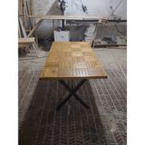 Hgalpdesing Ahşap Meşe Renk Mutfak Yemek Masası x Ayak 140 x 80 cm , Yükseklik 73 cm