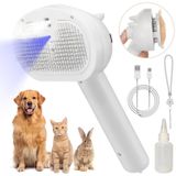 HGHOHG Dökülme için Pet Buhar Fırçası, Uzun ve Kısa Saçlı Kedi ve Köpek için 4'ü 1 Arada Fırça, Su Deposu ve LED Mavi Işıklı, Serbest Bırakma Düğmesi ile Kendi Kendini Temizleyen Saç Çıkarıcı