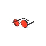 HGM Kırmızı Yuvarlak Metal Çerçeve UV400 Unisex Güneş Gözlüğü