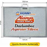 Hgnm E-Trading 27X36 Elica Shire Davlumbaz Için Alüminyum Metal Yağ Filtresi 35,8 x 27 cm – GRI0124745A Aspiratör Fitre Teli