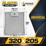 Hgnm E-Trading 320X205 Alüminyum Davlumbaz Aspiratör Filtresi 205X320 mm Davlumbaz Aspiratör Kaset Süzgeç Filtre Teli