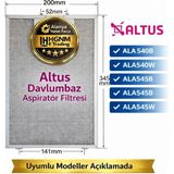 Hgnm E-Trading Altus Ala 540B, ALA540W, ALA545B, ALA545W Davlumbaz Aspiratör Filtresi 345X200MM – 11010157 Süzgeç, Tel, Kaset, Filtre