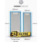 Hgnm E-Trading Davlumbaz Filtre Seti 475X130 mm + 475X205 mm – Esty 1350, 1390, Integrа 60, Kamilla 600 Uyumlu Alüminyum Yağ Filtresi
