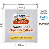 Hgnm E-Trading Davlumbaz Yağ Filtresi 268x290 mm – Tırnak Aralığı 12.5 cm / 4.5 cm – 9194016051 Uyumlu Beko & Arçelik Metal Tel Filtre - Aspiratör & Davlumbaz