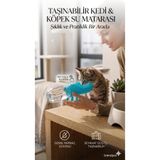 HGROUP Butonlu Taşınabilir Kedi Köpek Su Kabı 350 ml – Sızdırmaz Seyahat Tipi Evcil Hayvan Suluk Matarası