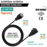 Hgsşarj 10 Metre 220V Priz - 220V Fiş Uzatma Kablosu 220V ile Çalışan Cihazınızın Ev Tipi Fiş Başlığına Bağlanarak Şarj Imkanı Sunar