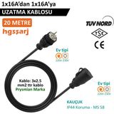Hgsşarj 20 Metre 220V Priz - 220V Fiş Uzatma Kablosu 220V ile Çalışan Cihazınızın Ev Tipi Fiş Başlığına Bağlanarak Şarj Imkanı Sunar