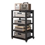 Hi-Fi Ses Ekipmanı Standları ve Rafları, Ağır Hizmet Tipi 5 Raflı Mobil Tekerlekli Kule Tasarımı, Stereo Bileşenler ve Eğlence için İdeal, Yükseklik 90