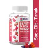 Hi Habit Beauty & Hsn Gu mmy Saç ve Cilt Vitamini - Biotin, Hyaluronik Asit, Glutatyon, Resveratrol Vegan Gu mmy Aylık Kullanım İçin 60 Adet Içerir. - Çilek