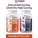 Hi Habit Elma Sirkesi ve Çörek Otu Yağı İçeren Gummy – D3, B12 ve Folik Asit Takviyeli Vegan Gummies (2 x 60 Adet)