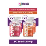 Hi Habit HSN Saç, Cilt ve Tırnak Vitamini - ACV Elma Sirkesi Gummy Takviye Edici Gıda Seti