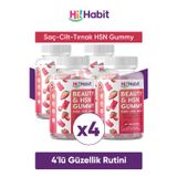 Hi Habit HSN Saç, Cilt ve Tırnak Vitamini Gummy Takviye Edici Gıda Seti (4 adet)