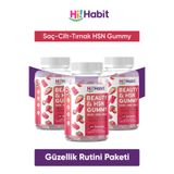 Hi Habit Saç ve Cilt Vitamini - Biotin, Hyaluronik Asit, Glutatyon, Resveratrol Vegan Gummy (90 GÜNLÜK)