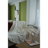 H&İ HOME TEXTILE Wellsoft Jakarlı Ekru Battaniye – 200x220 cm | Ultra Yumuşak, Sıcak Tutucu | Şık Dokulu Tasarım