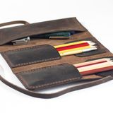 Hi Leather Dika Deri Kalemlik - Kestane