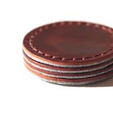 Hi Leather Hakiki Deri Bardak Altlığı (Dörtlü Set) - Rose