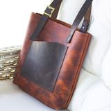 Hi Leather Kahve Hakiki Deri Torba Çanta - Antik Kızıl Kahverengi