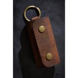 Hi Leather Kişiye İsme Özel Hakiki Deri Çıtçıtlı Anahtarlık - Camel