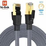 hi-link 20Metre Flat Örgülü Cat8 Ethernet Kablo - Yüksek Hızlı 40Gbps 2000MHZ