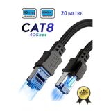 HI-LINK CAT8 Lan Kablosu Cat8 Lan Kablosu 20 Metre Örgü Kaplama Yüksek Hızlı 40GBPS 2000MHZ Ethernet Kablosu