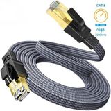 Hi-Link Hi Link Flat Örgülü Cat8 5 Metre Ethernet Kablo Yüksek Hızlı 40Gbps 2000MHZ Ethernet Kablosu FK0805