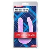 Hi-Rubber Şeffaf Jel Çift Taraflı Eğik Dildo - 17cm Mor - C-CH7306