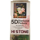 Hi Stone 5D Elmas Taş Işleme Kiti 40x50 cm Çiçekler Desenli Plastik Boncuk Seti