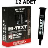 Hi-Text Hı Tex 12'li Permanent Marker Seti Kesik Uçlu Tasarım ile Çok Yönlü Kullanım
