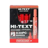 Hi-Text Hı-Text 830-PC Kesik Uçlu Kırmızı Permanent Markör Kalem 12'li Set Kaliteli Mürekkep