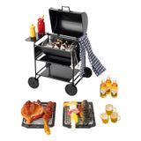 Hiawbon Mini ev minyatür kare barbekü ızgara fırın heykelcik bahçe pişirme aracı mutfak aksesuarları dekorasyon sahte barbekü gıda gerçekçi içecek bira modelleri 1/12,1/6 minyatür DIY dekorasyon