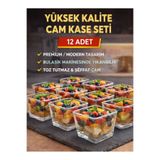 Hibana 12 li Cup Magnolia Cam Kare Kase | Puding Tatlı Sunum Kasesi | Dondurma Kasesi