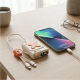 HiboTekno 22.5W Pd Hızlı Şarj Mini Powerbank 10000 Mah – LED Göstergeli, Usb-C & Lightning Kablo Dahil - Beyaz - Turuncu