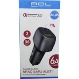 HiboTekno 48W Hızlı Şarj Type-C ve USB Çıkışlı Araba Çakmaklık Şarj Aleti - Beyaz