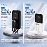 Hibotekno Acl PW-145 10000 Mah Powerbank 22.5W Süper Hızlı Şarj Pd 20W Dahili Type-C Lightning Kablolu Dijital Göstergeli Taşınabilir Power Bank Siyah