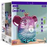HiboTekno Çok Sevimli 3 Renk Seçenkli -Dekoratif Ayıcık Masaüstü Fan/masaüstü Vantilatör | Şarjlı, Sessiz, 1200MAH Kablosuz Mini Vantilatör - Çok Renkli