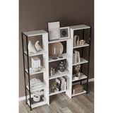 Hibrit 12 Raflı Metal Kitaplık Beyaz